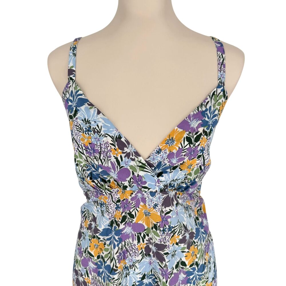 STITCH DROP Maxi Dress XL Ditsy Floral Sleeveless Smocked Pockets Side Zip Boho - Picture 4 of 15